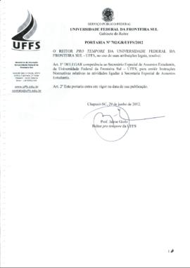 Portaria 702-GR-2012