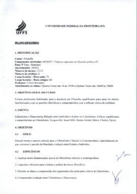 Tópicos Especiais em Filosofia Política IV