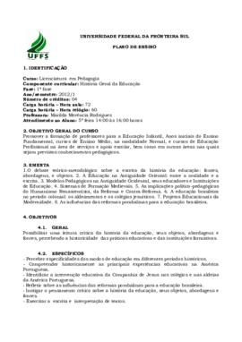 História Geral da Educação
