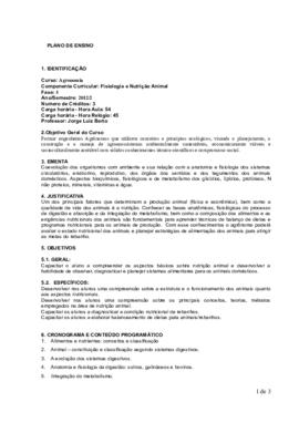 Fisiologia e Nutrição Animal