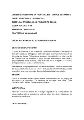 Introdução ao Pensamento Social