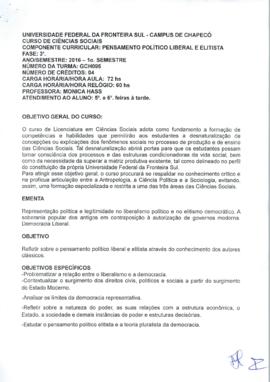 Pensamento Político Liberal e Elitista