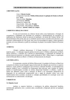 Política Educacional e Legislação do Ensino no Brasil