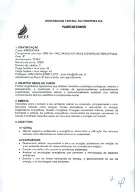 Recursos Naturais e Energias Renováveis