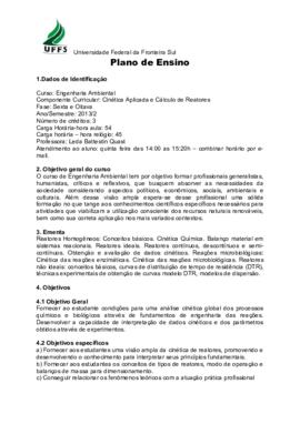 Cinética Aplicada e Cálculo de Reatores