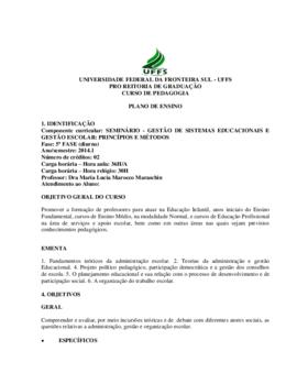 Seminário: Gestão de Sistemas Educacionais e Gestão Escolar