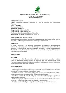 Introdução ao Curso de Pedagogia e à Profissão de Pedagogo