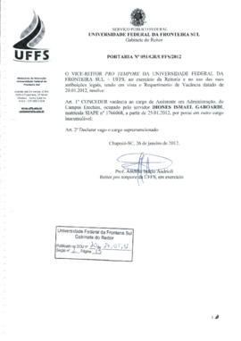 Portaria 051-GR-2012