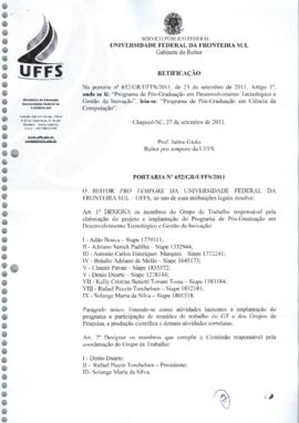 Portaria 652-GR-2011 Retificação 1