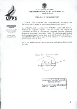 Portaria 076-GR-2013