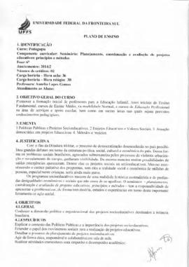 Seminário - Planejamento, Coordenação e Avaliação de Projetos Educativos