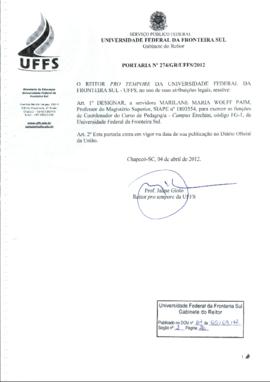 Portaria 274-GR-2012