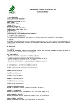 Teoria e Metodologia da História III