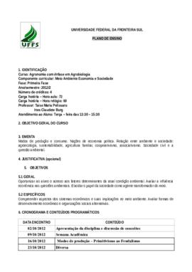 Meio Ambiente Economia e Sociedade