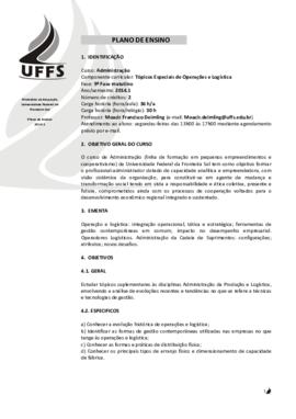 Tópicos Especiais em Operações e Logística