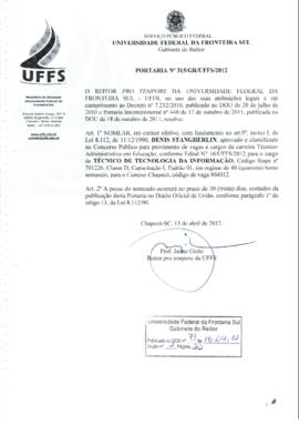 Portaria 315-GR-2012