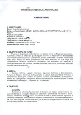 Química Geral e Inorgânica - Turma B