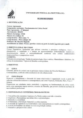 Fundamentos da Crítica Social