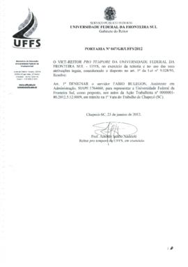 Portaria 047-GR-2012