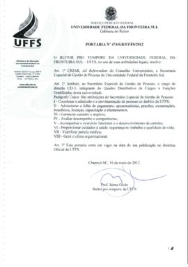 Portaria 474-GR-2012