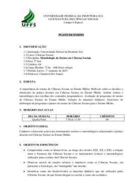 Metodologia do Ensino em Ciências Sociais