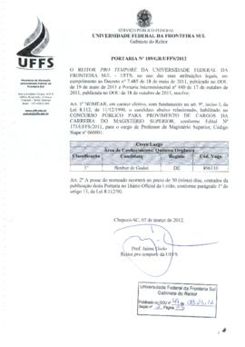Portaria 189-GR-2012