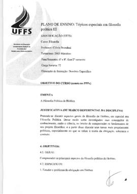 Tópicos Especiais em Filosofia Política III
