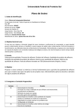 Tópicos Especiais em Qualidade de Software
