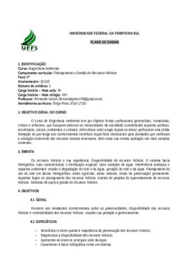 Planejamento e Gestão de Recursos Hídricos