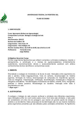 Biologia e Ecologia do Solo
