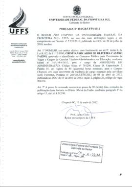Portaria 454-GR-2012