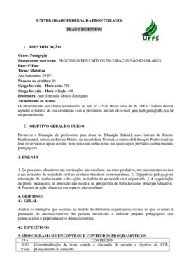 Processos educativos em espaços não-escolares