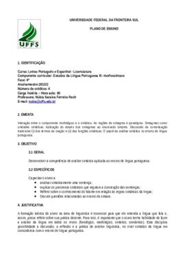 Estudos da Língua Portuguesa III - Morfossintaxe