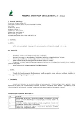 Estudos da Língua Espanhola VI - Sintaxe