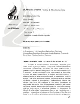 História da Filosofia Moderna