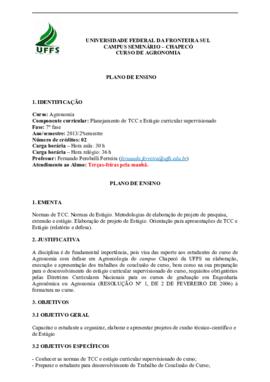 Planejamento de TCC e Estágio Curricular Supervisionado