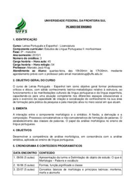 Estudos da Língua Portuguesa II - Morfossintaxe