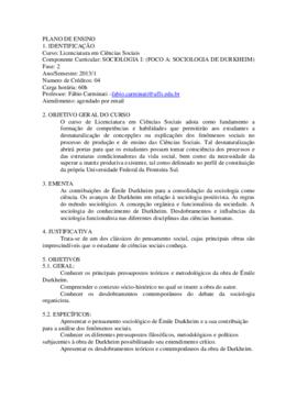 Sociologia I - O Pensamento de Durkheim