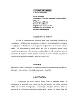 Alteridade e Etnocentrismo