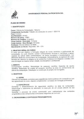 Trabalho de Conclusão de Curso I