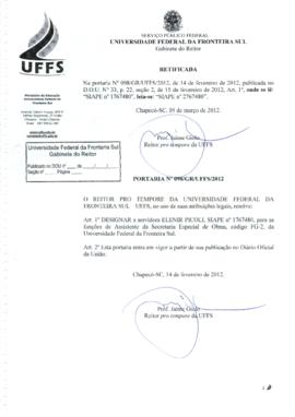 Portaria 098-GR-2012 Retificação
