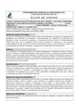 Pensamento Político Liberal e Elitista