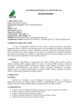 Gestão de Resíduos Sólidos