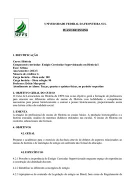 Estágio Curricular Supervisionado em História I