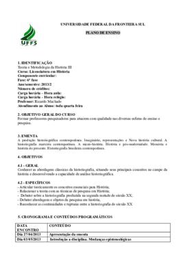 Teoria e Metodologia da História III