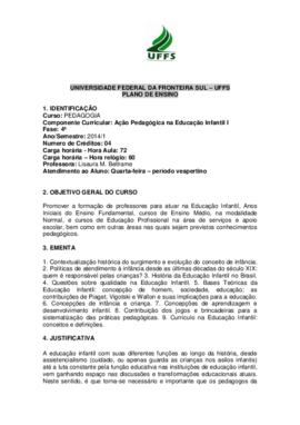 Ação Pedagógica na Educação Infantil I