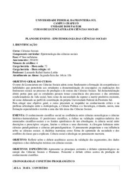 Epistemologia das Ciências Sociais