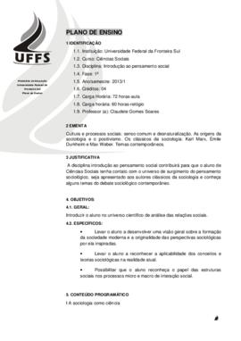 Introdução ao Pensamento Social