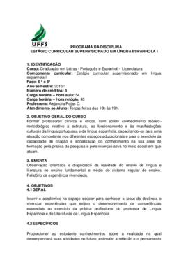 Estágio Curricular Supervisionado em Língua Espanhola I