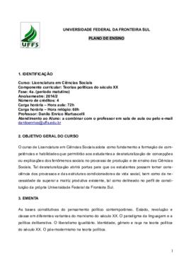 Teorias Políticas do Século XX